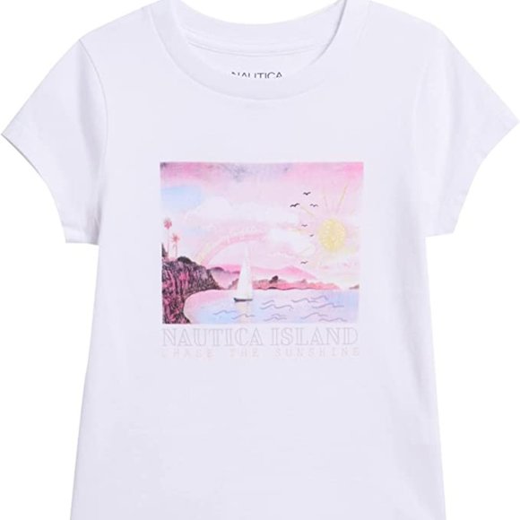 NAUTICA Island Chase The Sunshine 3T White Girls T-Shirt Tee Sailboat Pink NEW - Picture 1 of 6